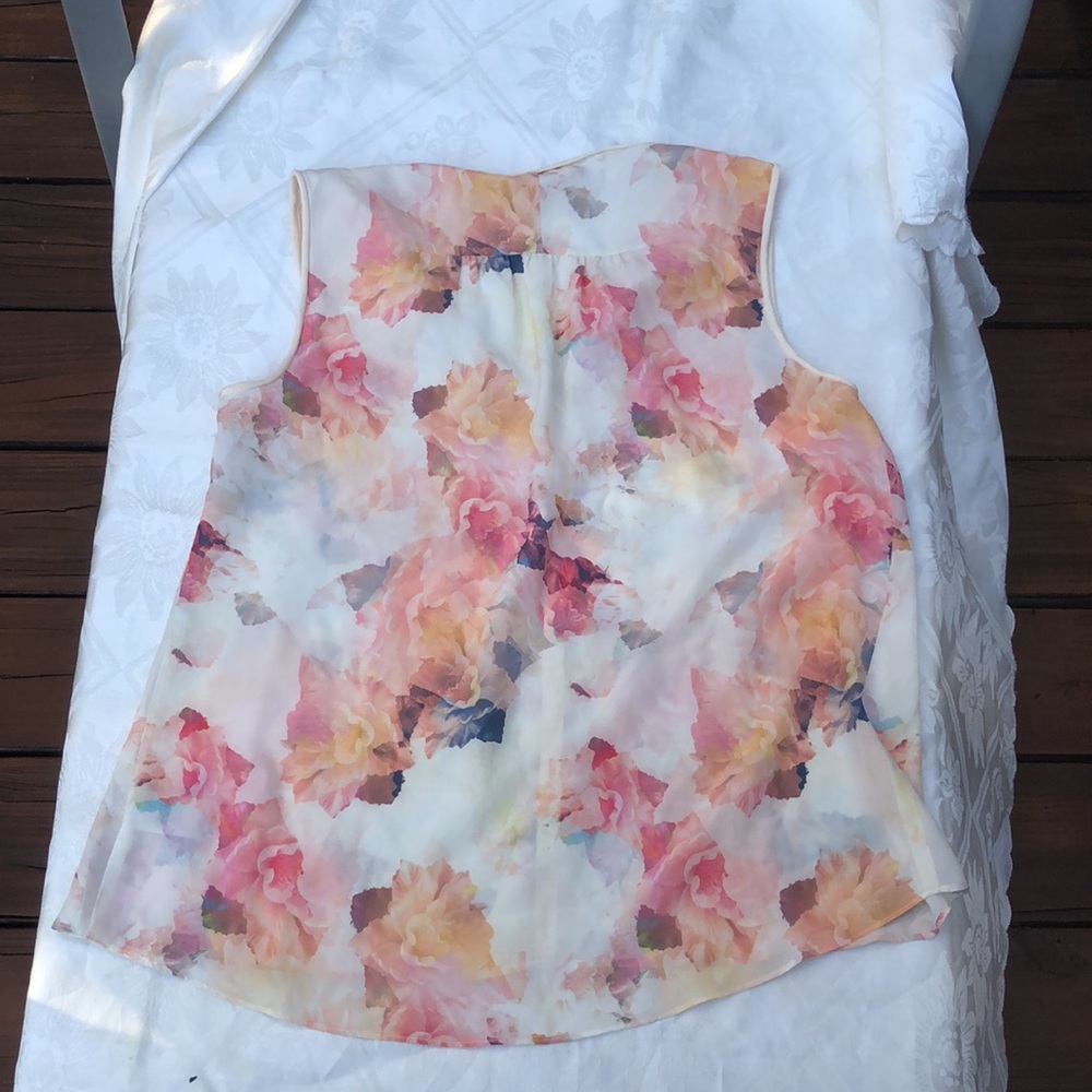Rebecca Taylor Summer Offwhite Floral Silk Blouse - Picture 2 of 5